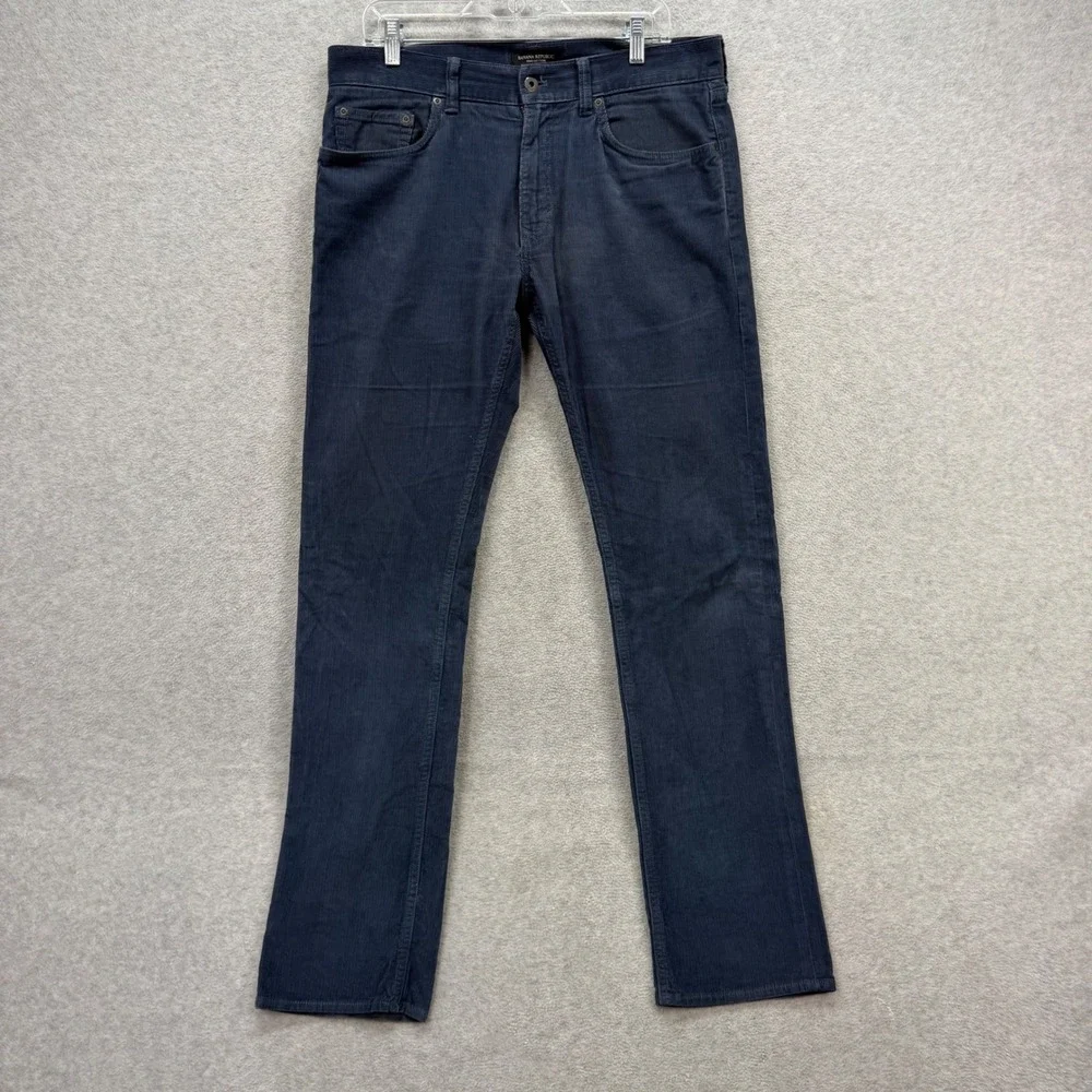 Banana Republic Corduroy Pants Mens 33x34 Blue Pima Cotton Cords Distressed‎